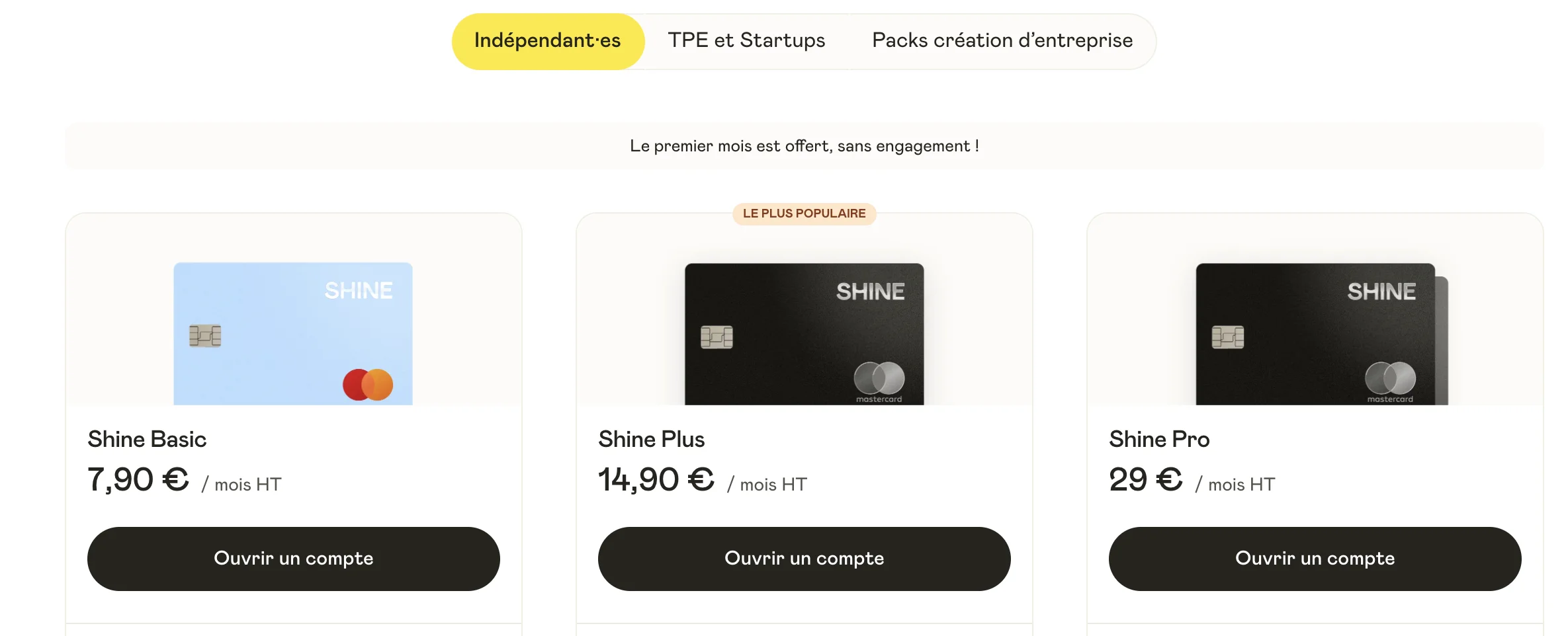 Tarifications Shine
