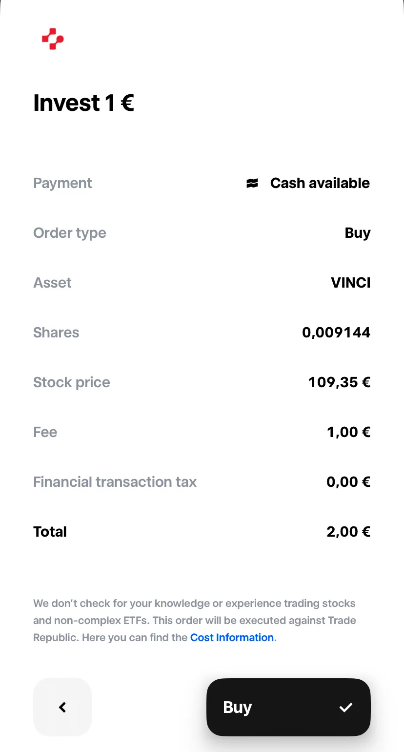 acheter action Vinci Trade Republic