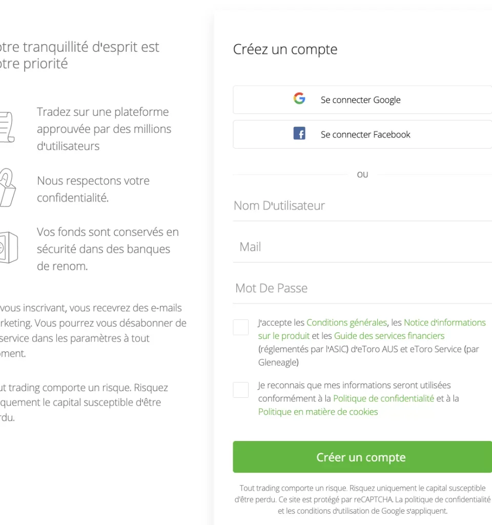 S'inscrire sur etoro