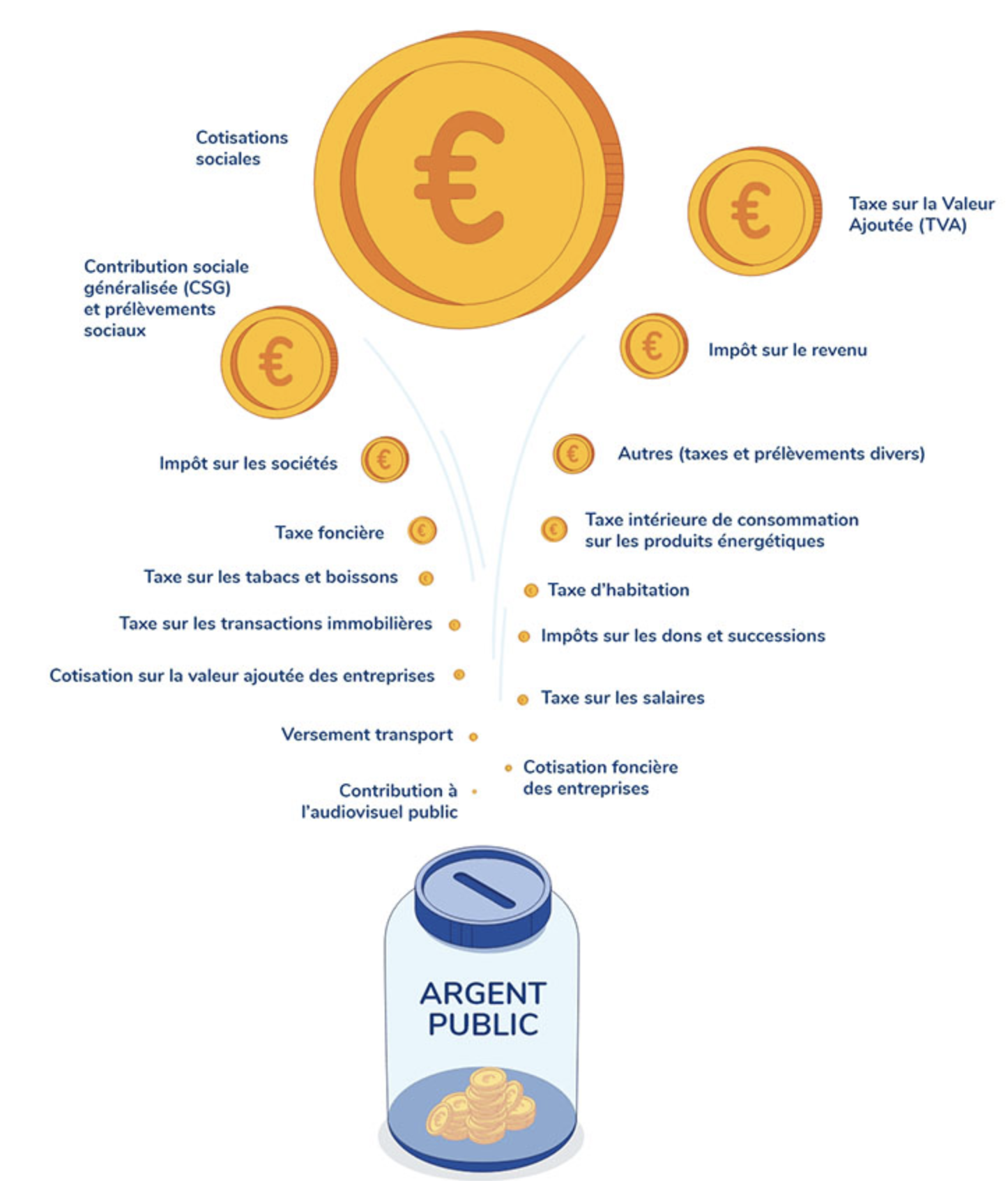 L'importance de chaque taxe