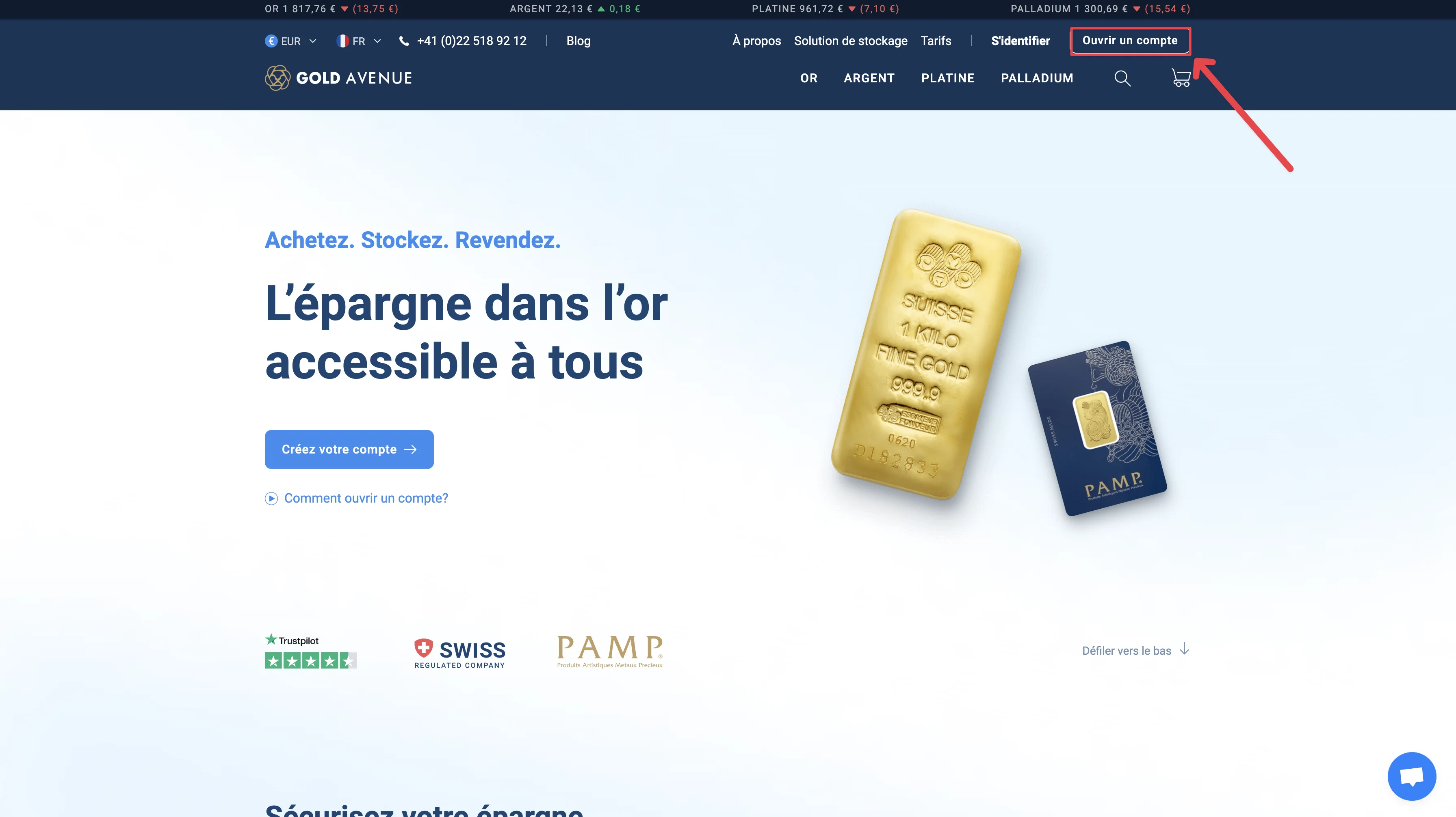 acheter de l'or chez gold avenue accueil