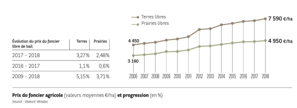 évolution prix hectare