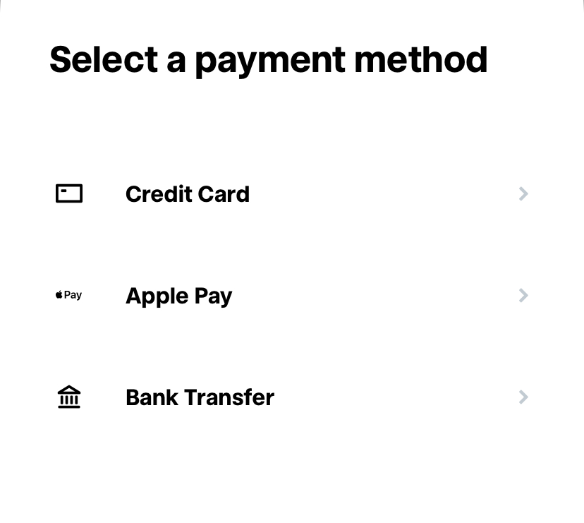 sélection méthode de paiement