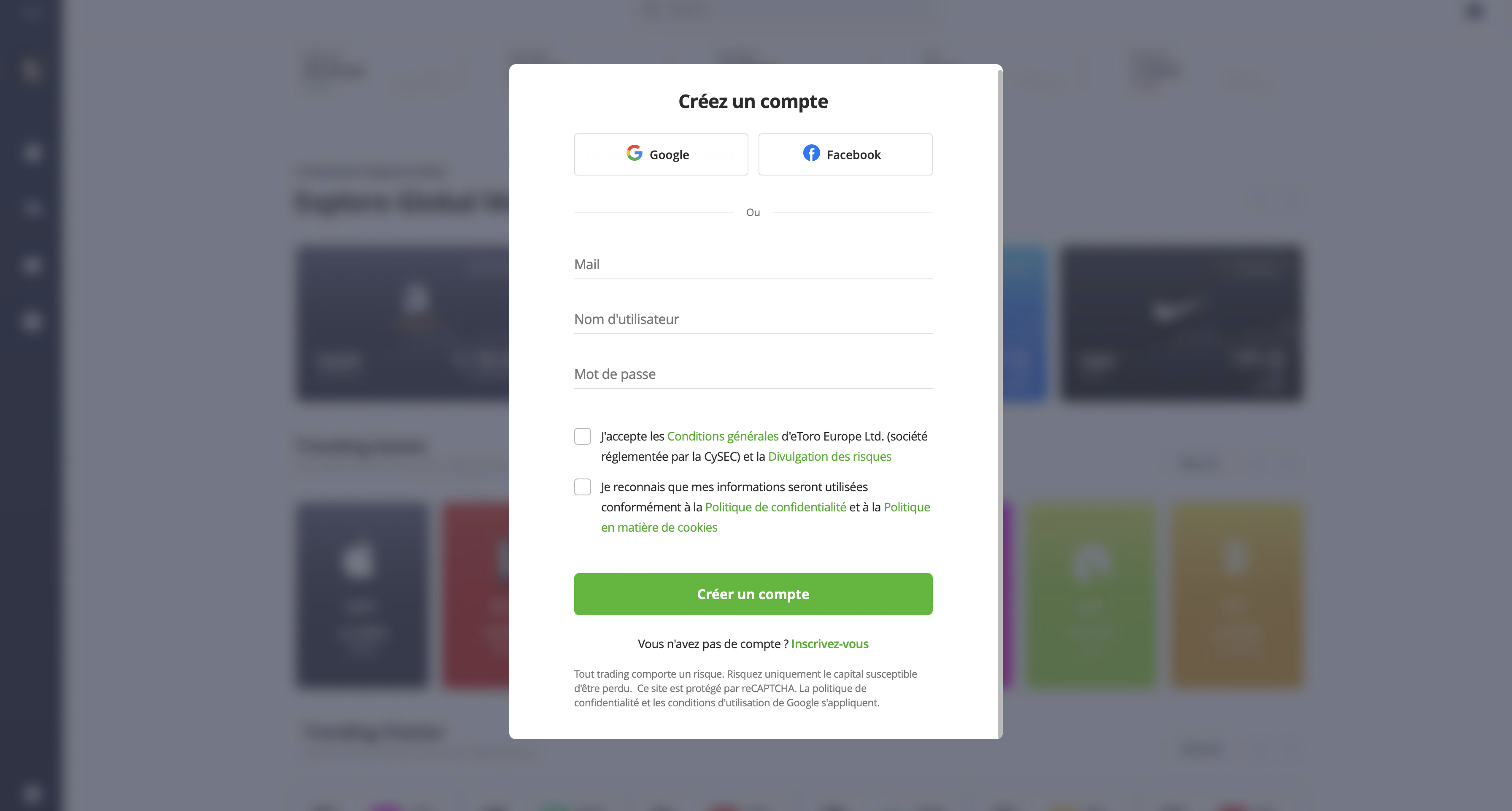 rejoindre eToro s'inscrire