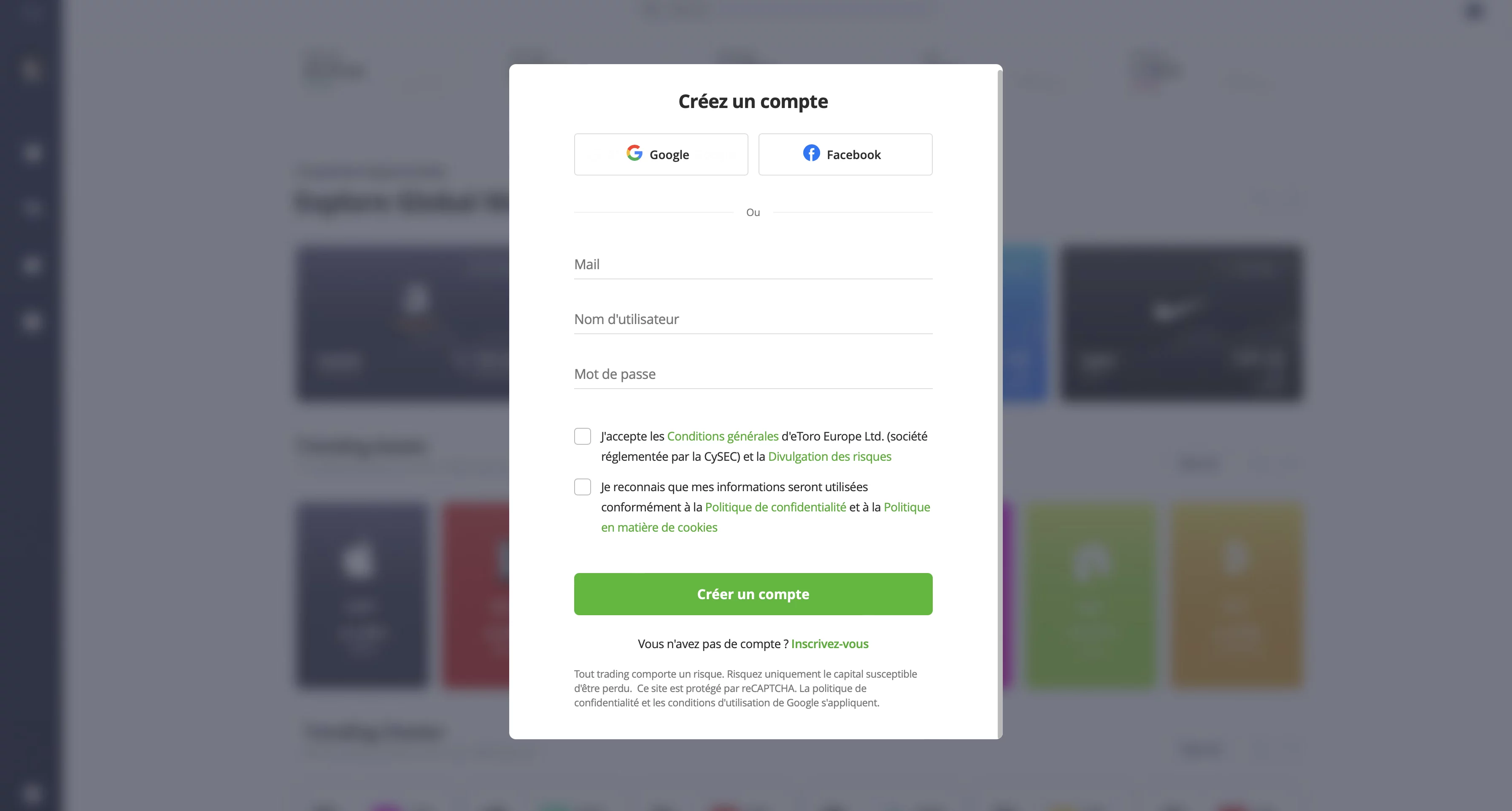 rejoindre eToro s'inscrire