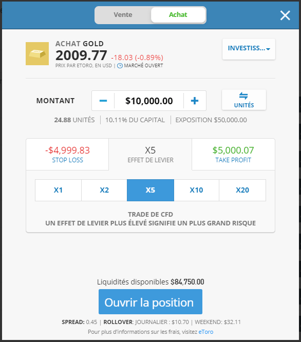 acheter or etoro