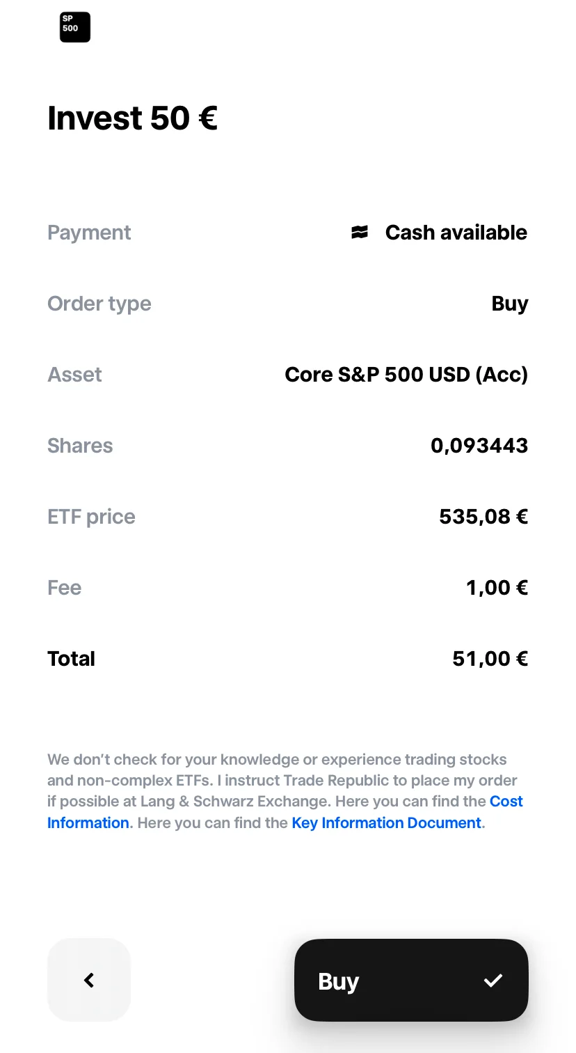 acheter ETF S&P 500 sur Trade Republic