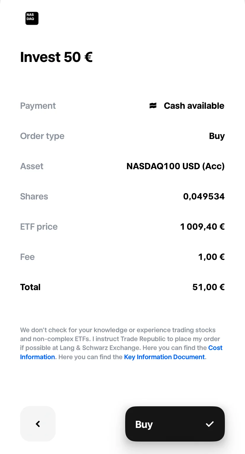 acheter ETF Nasdaq sur Trade Republic