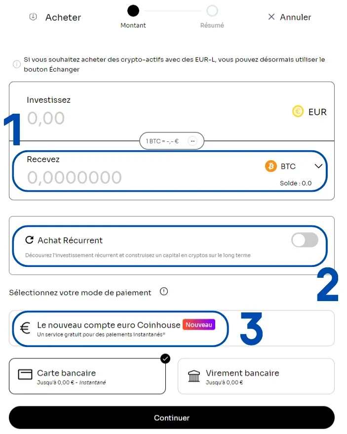 Acheter bitcoin Coinhouse